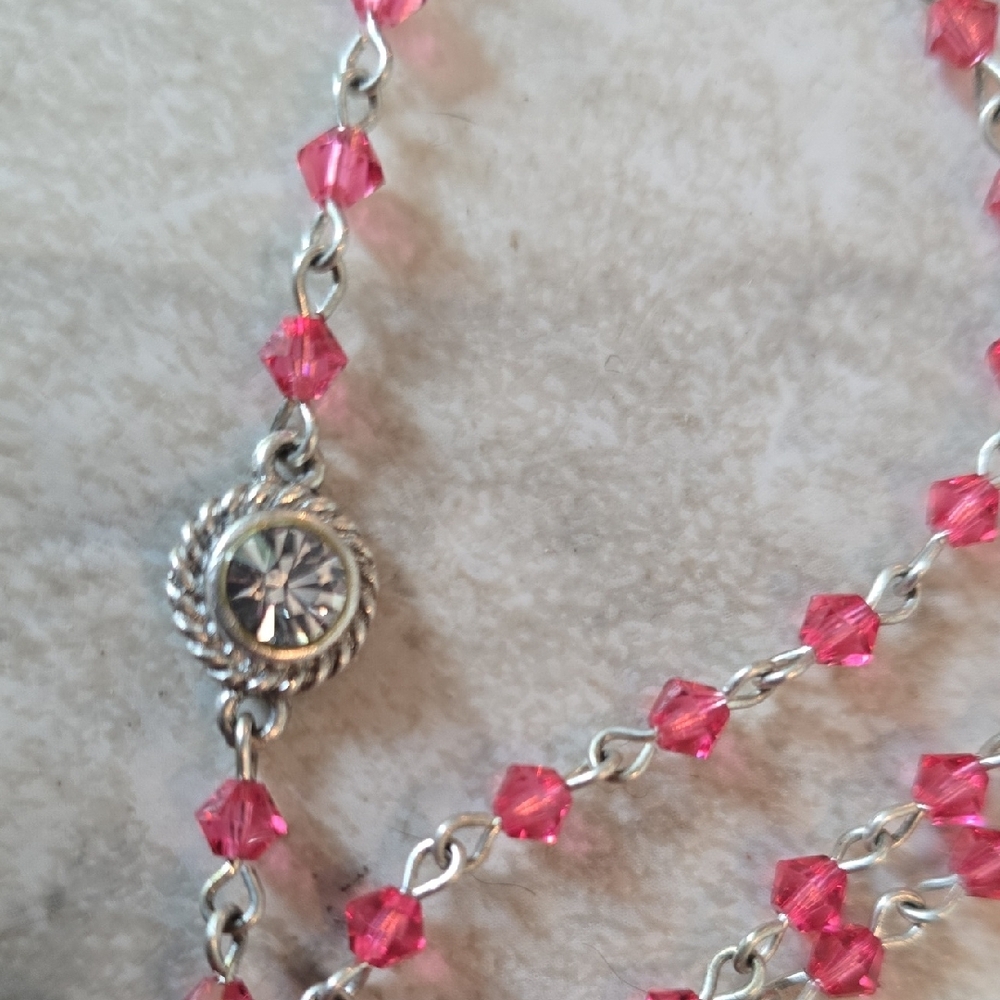 Virgins Saints & Angels Silver and Pink Heart Necklace - Picture 3 of 7